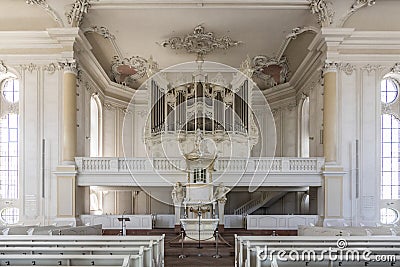 inside the Ludwigskirche Church in Saarbruecken, Germany Editorial Stock Photo