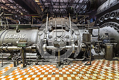 Inside the machine hall for heating at Volklingen Ironworks Editorial Stock Photo