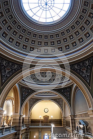 Inside the main building of Uppsala University. Beautiful historical interior in main entrance Editorial Stock Photo