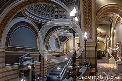 Inside the main building of Uppsala University. Beautiful historical interior in main entrance Editorial Stock Photo