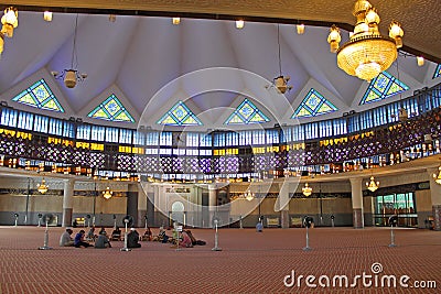 Inside Malaysia National Mosque, Kuala Lumpur Editorial Stock Photo