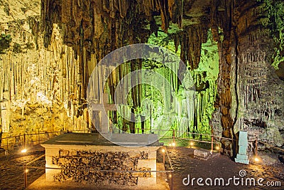 Inside the Melidoni cave. Crete. Greece Stock Photo