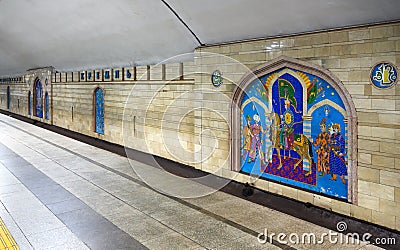 Inside metro station Kremlevskaya in Kazan, Tatarstan, Russia Editorial Stock Photo