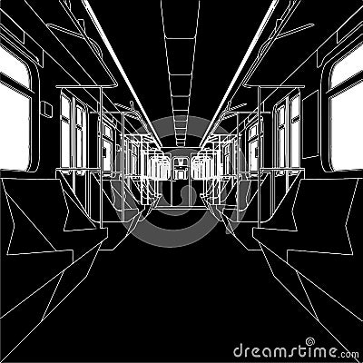 Inside Of Metro Train Wagon Vector 01 Vector Illustration