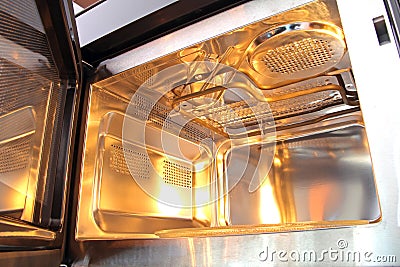 Inside microwave Stock Photo