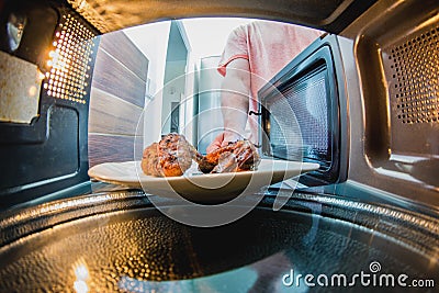 Inside the microwave oven Stock Photo