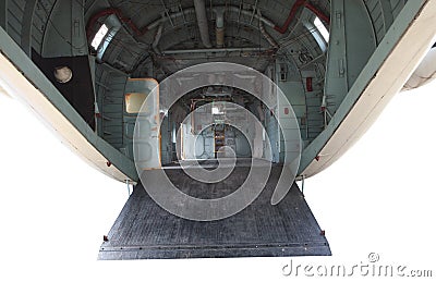 Inside of military plane Stock Photo