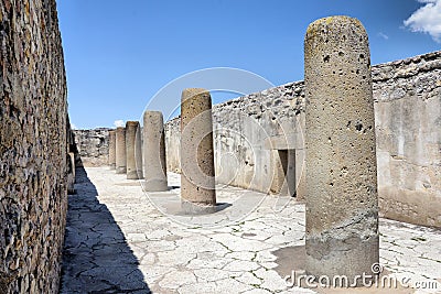 Inside Mitla ruins Stock Photo