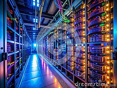 Inside a Modern Data Center A Deep Dive into HighDensity Server Racks Infrastructure and Cloud Computing Technology Stock Photo