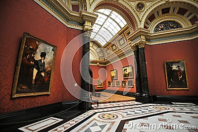 Inside National Gallery Museum in London, England Editorial Stock Photo