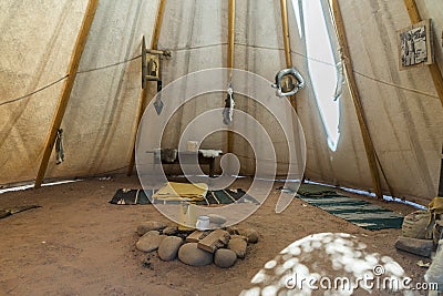 Inside native american Teepee Bluff Fort visitor centre Bluff Utah Editorial Stock Photo