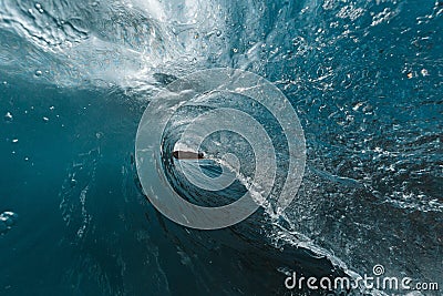 Inside the ocean blue wave Stock Photo