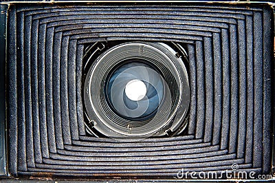 Inside of old camera Stock Photo
