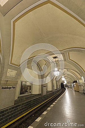 At the empty Heidelberger Platz station in Berlin Editorial Stock Photo