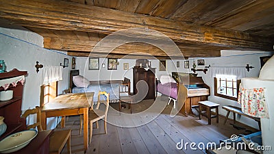 Inside of old rural home in Poland XIXth century Stock Photo