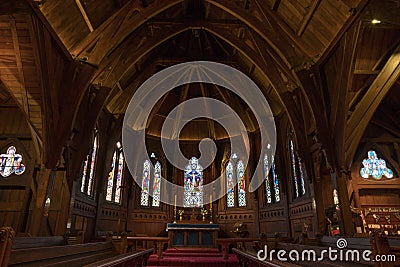 Inside Old Saint Paul church, chancel and altar, Wellington. Editorial Stock Photo