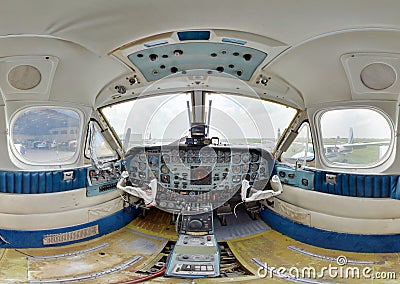 Inside an old turboprop cockpit Stock Photo