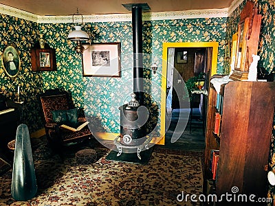 Inside a original old building in Barkerville. Editorial Stock Photo