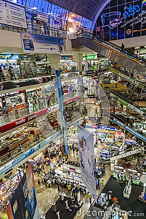 inside the Pantip Plaza, the bigges electronic and software shopping complex in Thailand Editorial Stock Photo