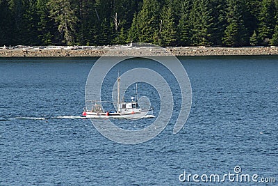 Commercial boat on Inside Passage, Alaska. Editorial Stock Photo