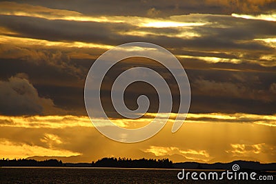 Inside passage at sunset, Alaska, United States Stock Photo