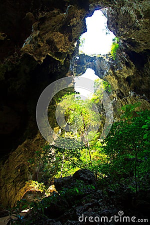 Inside Phrayanakhon cave in Thailand Stock Photo