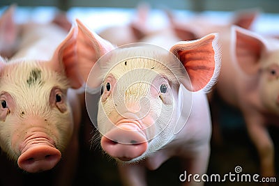 Inside the Pig Farm Exploring the Dynamic World of Hog Barns and Pork Industry. created with Generative AI Stock Photo