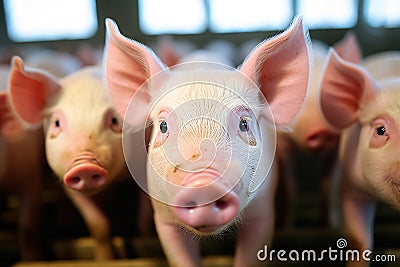 Inside the Pig Farm Exploring the Dynamic World of Hog Barns and Pork Industry. created with Generative AI Stock Photo