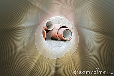 Inside of plumbing tube Stock Photo