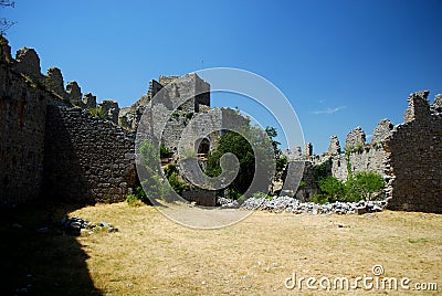 Inside Puilaurens Castle in the south of France Stock Photo