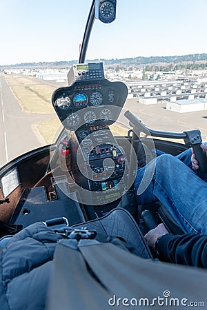 Inside a R44 cockpit Editorial Stock Photo