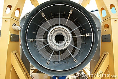 Inside the rear of a jet engine Stock Photo