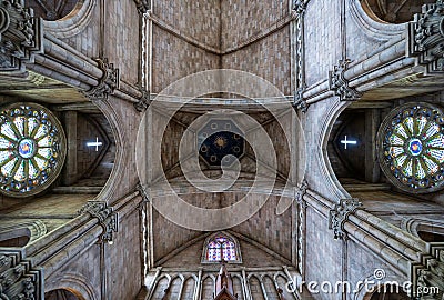 Inside the roof of church. low angle view of church architecture. Editorial Stock Photo