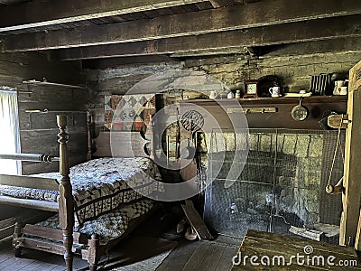 Inside an 1800’s Recreated Home in Spring Mill State Park Editorial Stock Photo