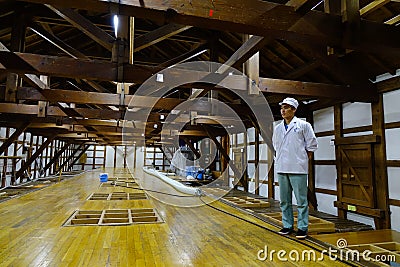 Inside of Sake wine factory in Akita, Japan Editorial Stock Photo