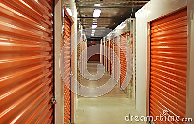 Inside Storage Unit Hallway Stock Photo