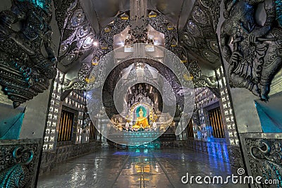 Inside the silver chapel in Wat Sri Suphan temple, the famous tourist attraction in Chiang Mai, Thailand Editorial Stock Photo