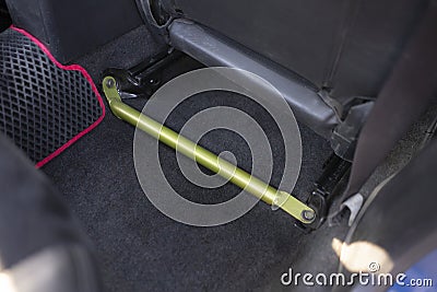 inside the sport race car with the metal case or cage, anti-roll protection system Stock Photo