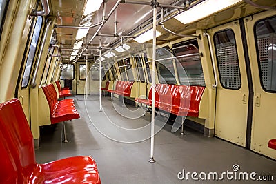 Inside of subway car Stock Photo