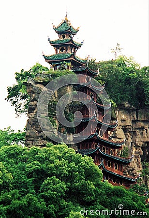 Inside a temple in China Stock Photo