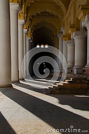 Inside the Tirumalai Nayak Palace in Madurai in India Stock Photo