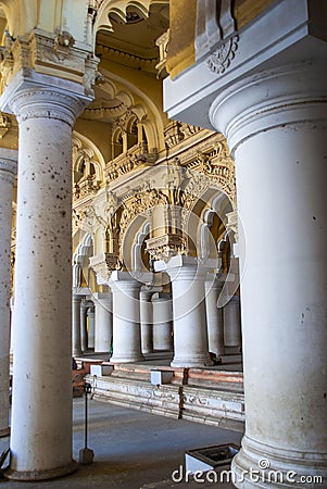 Inside the Tirumalai Nayak Palace in Madurai in India Stock Photo