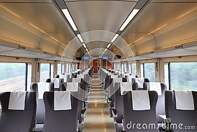 Inside the train compartment Stock Photo