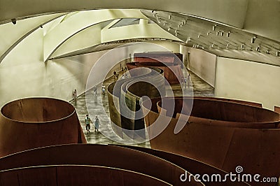 Inside vieuw of the beautiful Guggenheim museum Bilbao Spain Editorial Stock Photo