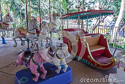 Inside view of Carousel funfair ride, Chennai, India, Jan 29 2017 Editorial Stock Photo