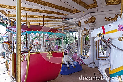 Inside view of Carousel funfair ride, Chennai, India, Jan 29 2017 Editorial Stock Photo