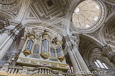 Inside view of the Cathedral in Jaen, also called Assumption Editorial Stock Photo