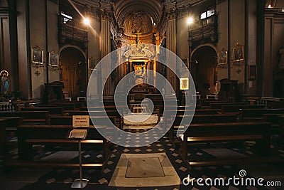 An inside view of Church of Santa Maria dei Miracoli in front of Piazza del Popolo People`s Square in Rome Stock Photo