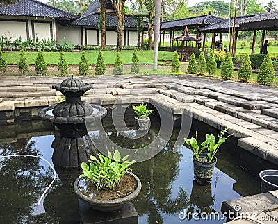 Inside view of garden at Borobudur temple in Jogja, Indonesia Editorial Stock Photo