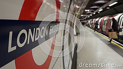 Inside view of London Underground, Tube Station Editorial Stock Photo